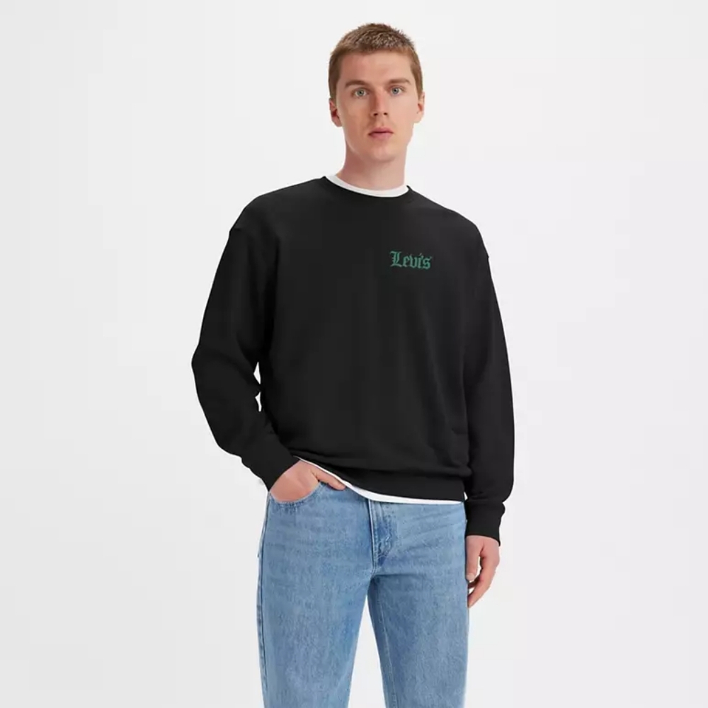 Levi's Relaxed Graphic Crewneck Sweatshirt Size M Black Team Spirit